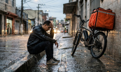 Entregador financia bicicleta elétrica de R$ 8 mil em 24 vezes de R$ 410 para fazer entregas e, na primeira chuva forte, a bateria principal entra em curto