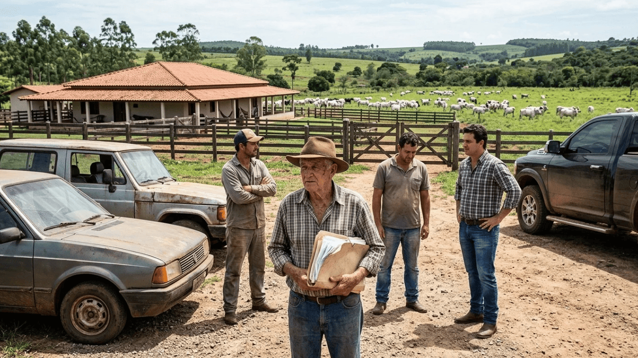 Pai deixa fazenda de R$ 32 milhões e 1.800 cabeças de gado a um único filho de herança, e apenas 2 carros velhos aos outros dois, e a lei obriga a refazer a divisão