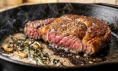 Chefs de cozinha afirmam: “Para o bife ficar suculento e douradinho, não tempere a carne crua com sal, mas só depois de selar os dois lados na frigideira quente”