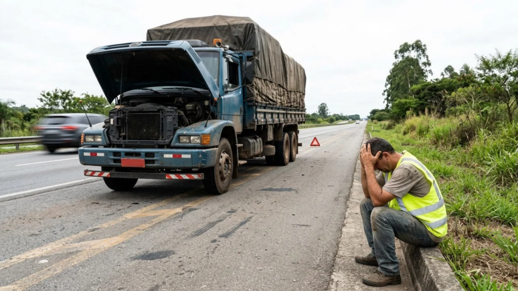 Caminhoneiro compra um truck usado por R$ 265 mil, financia 60 parcelas de R$ 6.100 e o motor funde na segunda semana, o conserto de R$ 34 mil dá prejuízo e o obriga a escolher entre a parcela e o mecânico