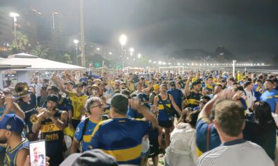 Torcida do Boca Juniors em Copacabana (Foto: Gabriel Andrezo/Rádio Tupi)