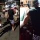 Pessoas em rua escura colocam alguém dentro de carro particular à noite