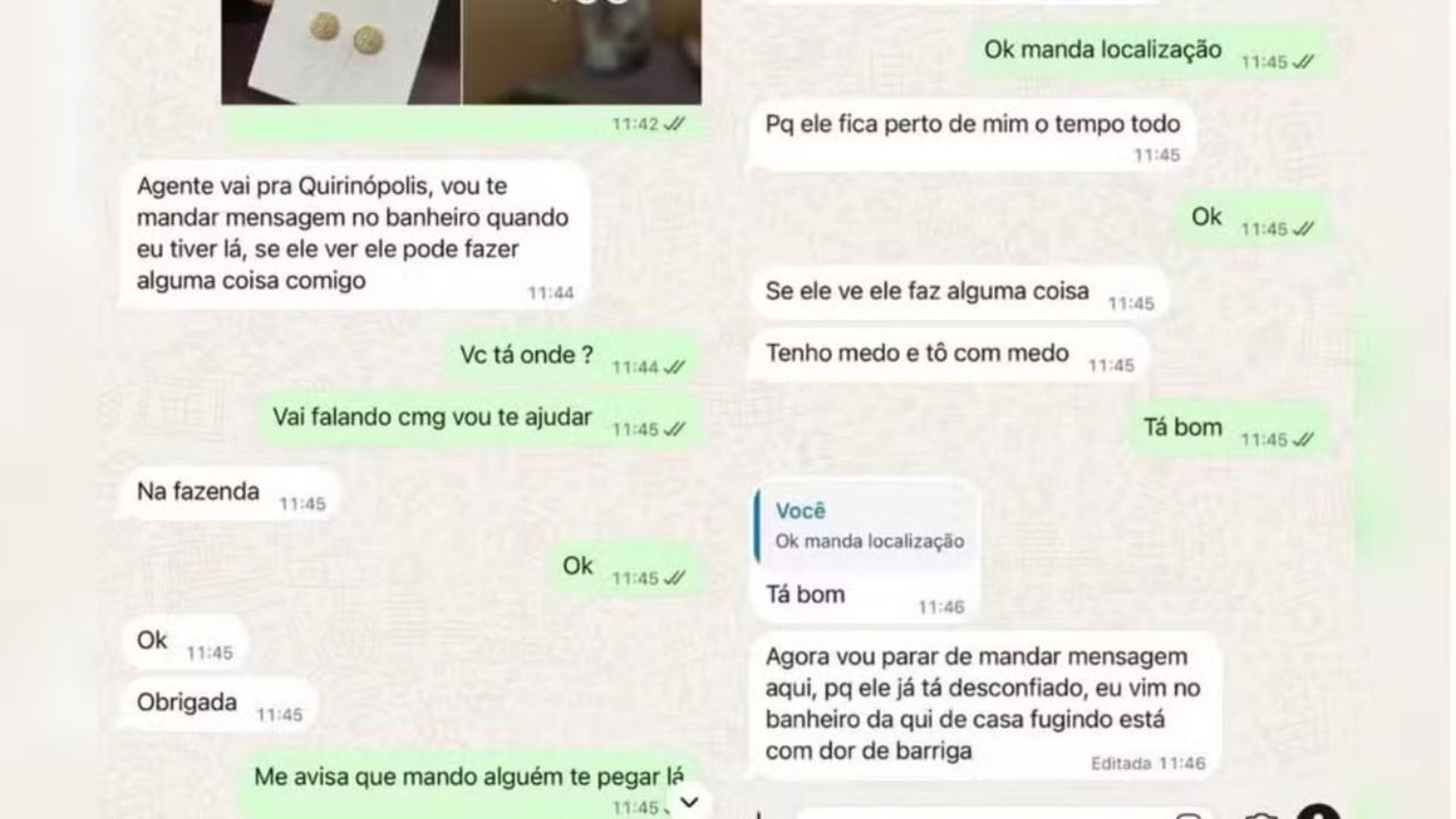 Captura de tela de conversa de WhatsApp em português com mensagens sobre plano de resgate