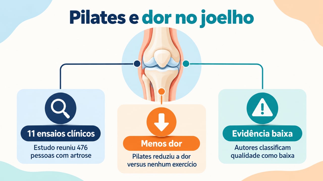 Metanálise com 476 pessoas mostra que o pilates reduz a dor na artrose do joelho, mas com evidência fraca