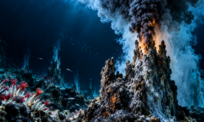 A milhares de metros de profundidade no Oceano Índico, cientistas investigam fontes hidrotermais que liberam minerais e sustentam comunidades de seres vivos capazes de sobreviver sem depender diretamente da luz solar