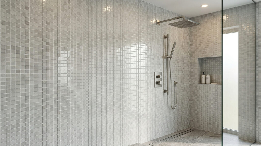 Adeus azulejos velhos no banheiro: a técnica simples com pastilhas adesivas resinadas que resistem à água quente do chuveiro