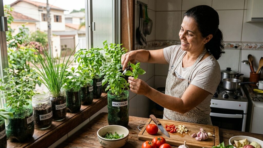 ua cozinha pode ter temperos frescos mesmo com pouco espaço