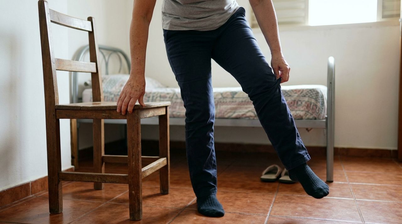Depois dos 50, perder o equilíbrio ao vestir a calça em pé pode ser um sinal de atenção: o exercício simples que ajuda a treinar estabilidade