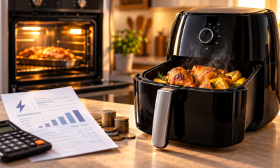 Família compra uma air fryer de 5 litros para preparar refeições sem usar o forno convencional e descobre como a potência do equipamento, o tempo de preparo e a quantidade de alimentos colocados no cesto influenciam o consumo elétrico