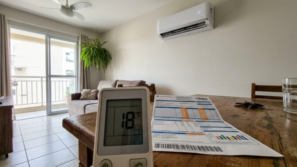 Família instala ar-condicionado inverter para gastar menos no verão e descobre que temperatura escolhida e horas de uso continuam fazendo diferença na conta