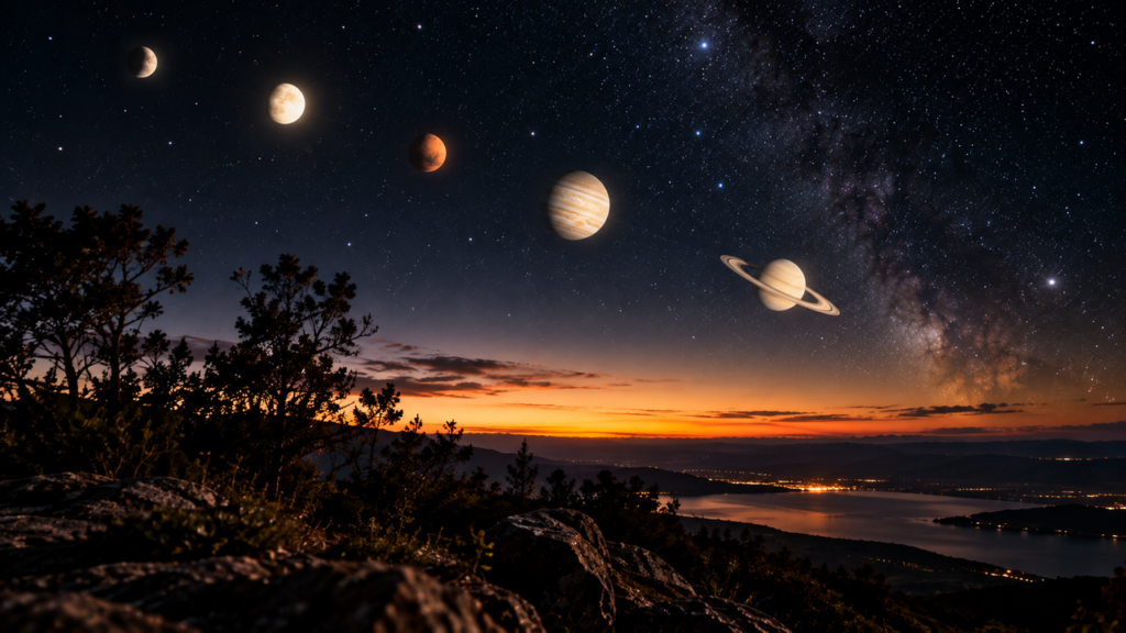 Um alinhamento entre planetas está prestes a transformar a aparência do céu: vários astros poderão parecer próximos uns dos outros durante um fenômeno astronômico que pode ser observado a olho nu