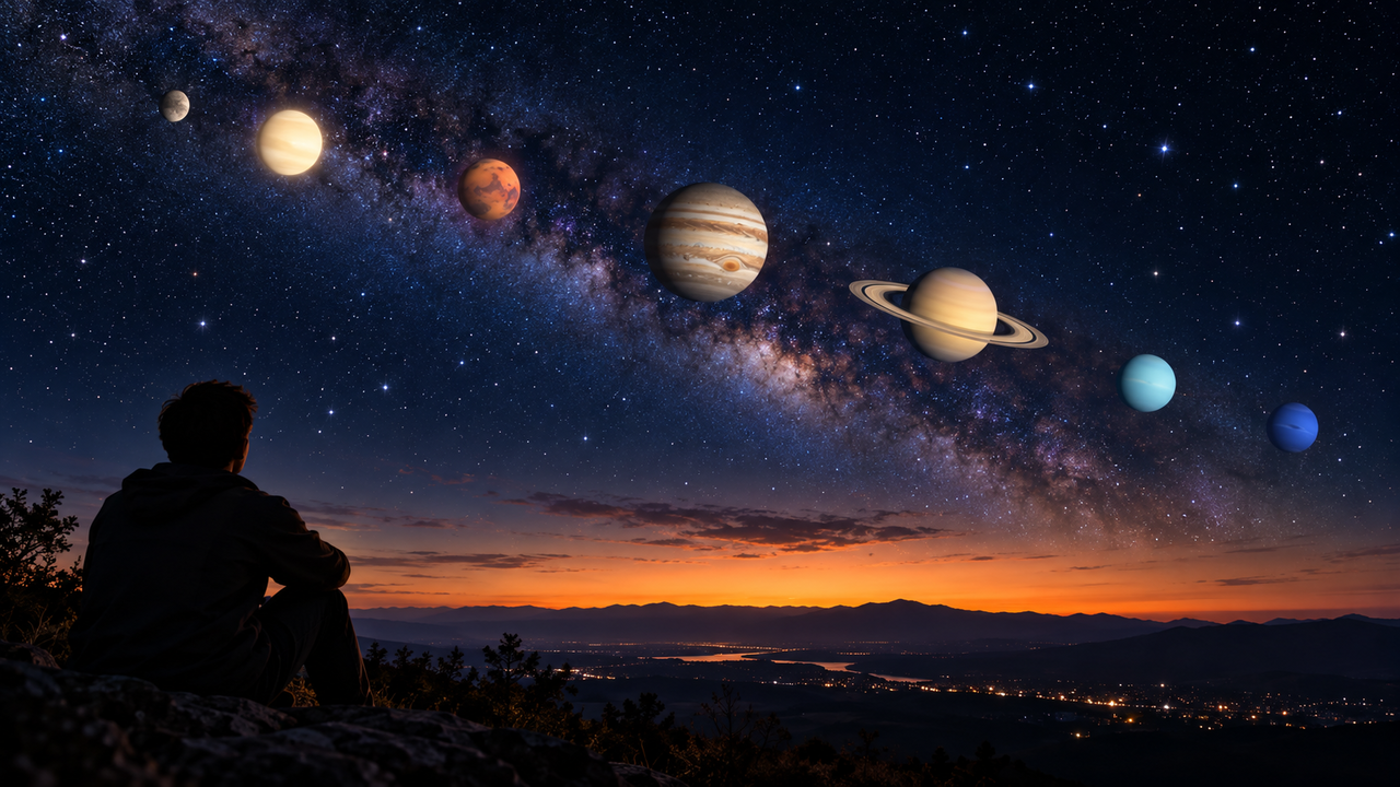 Um alinhamento entre planetas está prestes a transformar a aparência do céu: vários astros poderão parecer próximos uns dos outros durante um fenômeno astronômico que pode ser observado a olho nu