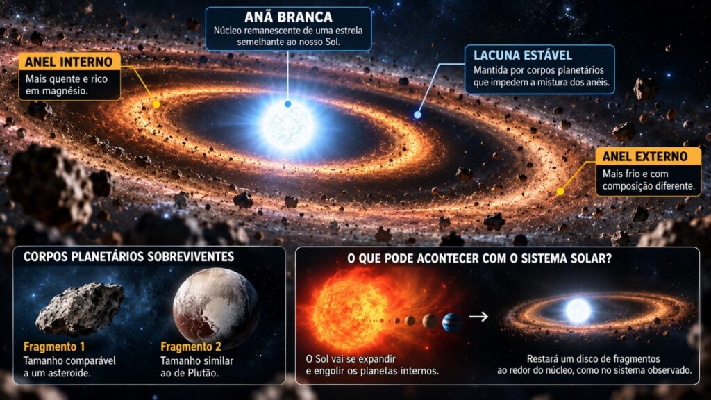 Anã branca revela um cenário que pode antecipar o futuro do Sistema Solar e mostra o que pode restar dos planetas após a transformação do Sol