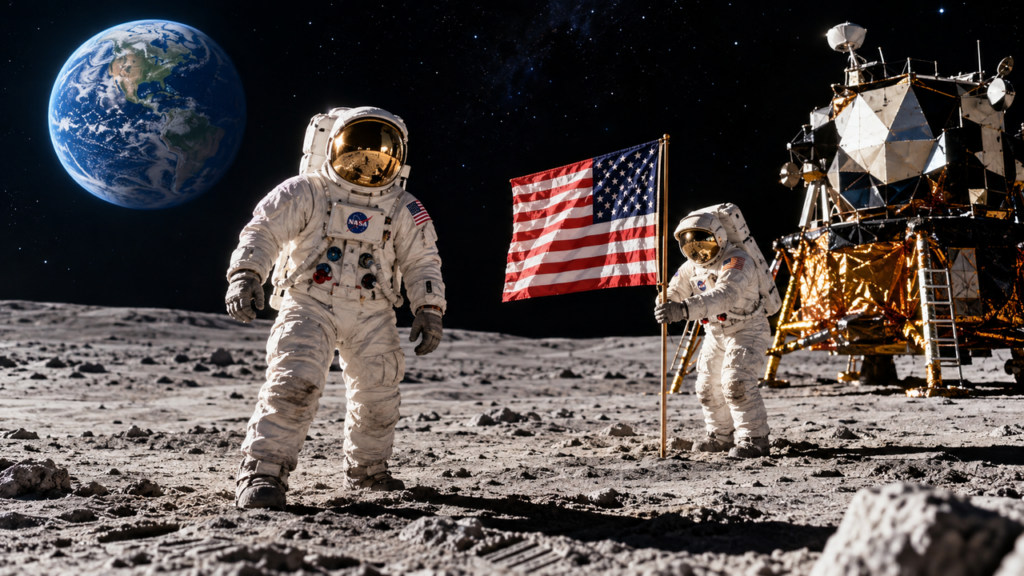 Em 1969, dois astronautas viajaram à Lua a bordo da Apollo 11 e, após retornarem à Terra, ajudaram a comprovar a possibilidade de missões tripuladas ao satélite