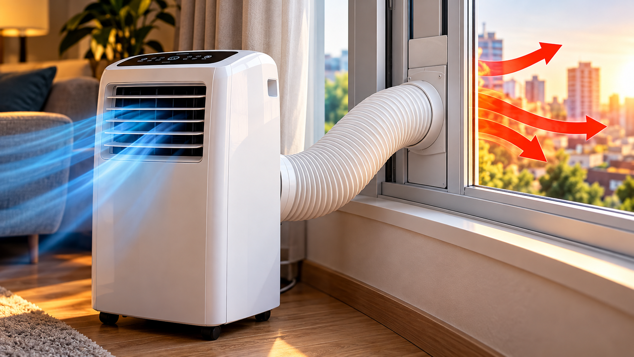 Morador compra ar-condicionado portátil de R$ 1.800 para fugir do calor sem reformar a casa, conecta o tubo de exaustão na janela e percebe que o ar quente pode voltar para dentro do ambiente