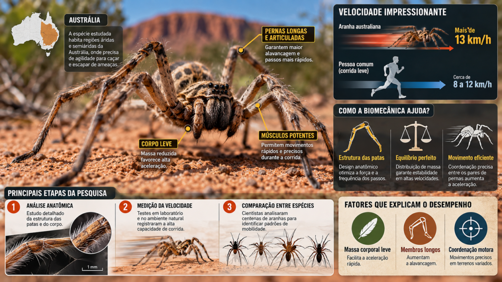 A aranha mais rápida do mundo consegue correr mais rápido que uma pessoa e revela uma habilidade impressionante escondida em suas oito pernas