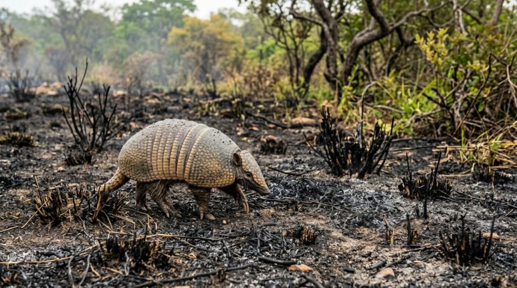 Em meio às chamas de um incêndio florestal, bombeiros interrompem o combate ao fogo ao encontrar um pequeno sobrevivente lutando pela vida