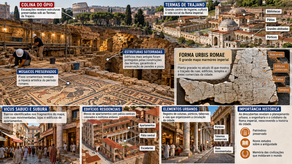 O maior mosaico parietal da Roma antiga pode agora ser visitado nas Termas de Trajano após quase 2.000 anos escondidos