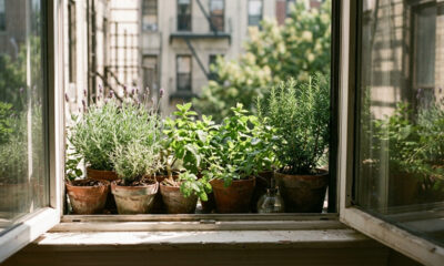 Cultivar essas ervas aromáticas na janela funciona como uma barreira verde natural que impede a entrada de insetos e moscas