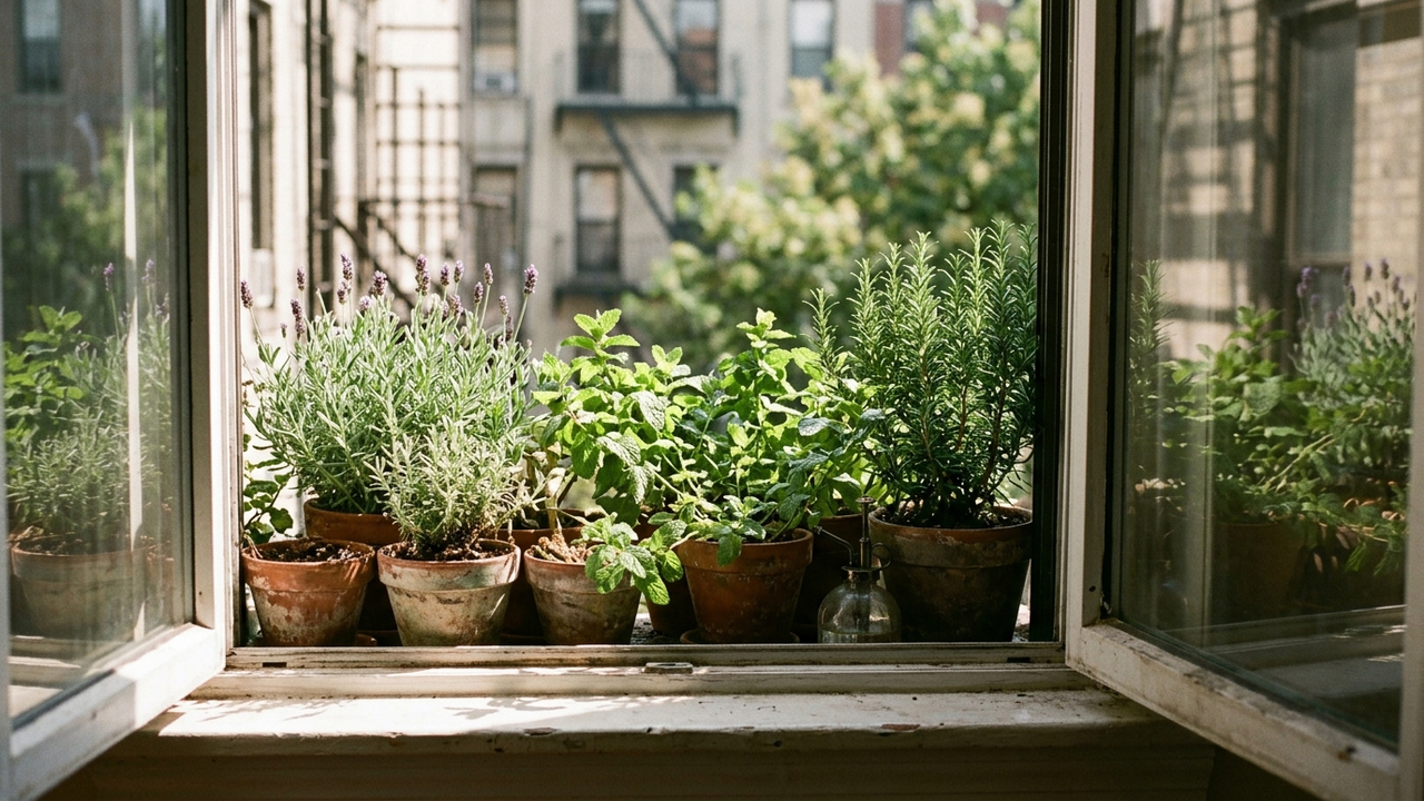 Cultivar essas ervas aromáticas na janela funciona como uma barreira verde natural que impede a entrada de insetos e moscas
