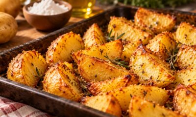 Cozinheiros revelam o segredo das batatas assadas douradas e crocantes por fora: adicionar 2 colheres de sopa de amido de milho antes de levar ao forno