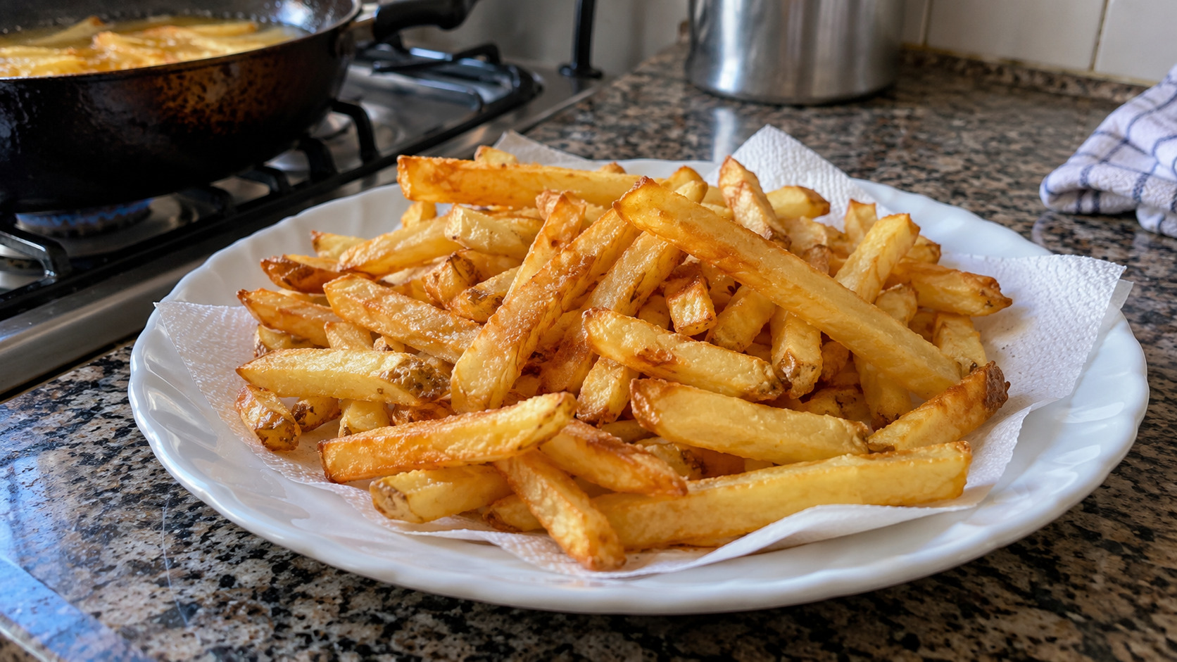 Chefs concordam: para a batata frita ficar crocante, não é trocar o óleo, e sim deixá-la de molho em água fria e fritar duas vezes