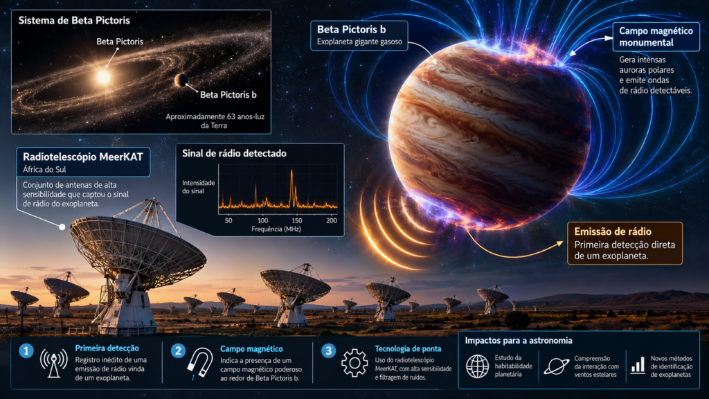 Astrônomos conseguem ouvir pela primeira vez um planeta distante através de ondas de rádio e encontram evidências de um gigantesco campo magnético