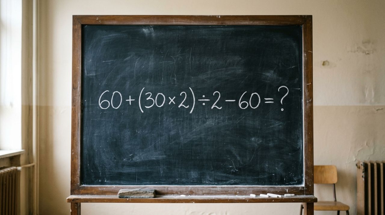Você consegue resolver 60 + (30 × 2) ÷ 2 − 60 em apenas 9 segundos sem cair na armadilha da conta?