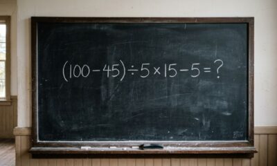 Sem calculadora, prove que ainda lembra da matemática básica: (100 – 45) ÷ 5 × 15 – 5