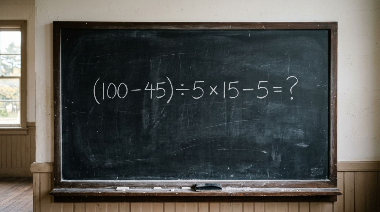 Sem calculadora, prove que ainda lembra da matemática básica: (100 – 45) ÷ 5 × 15 – 5