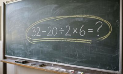 Quem estudou matemática na escola deveria resolver: 32 − 20 ÷ 2 × 6