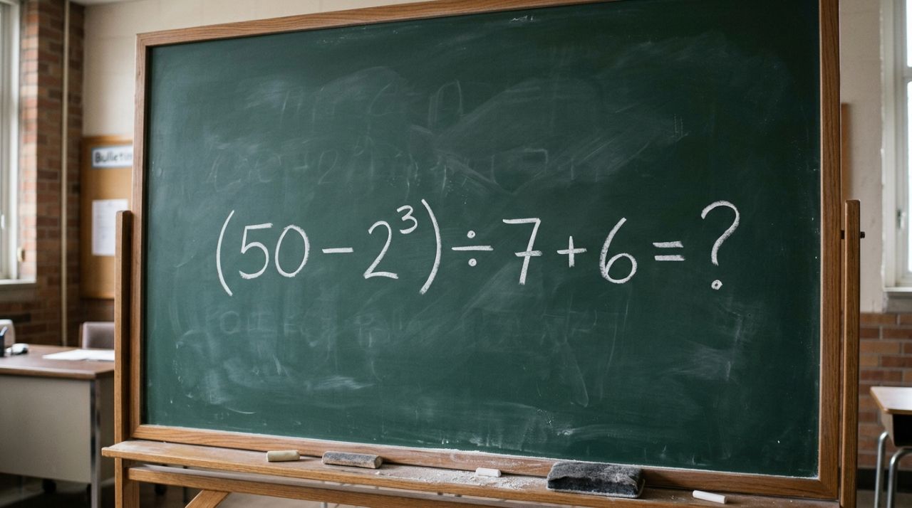 Só os mais atentos acertam de primeira sem usar calculadora: quanto é (50 − 2³) ÷ 7 + 6?
