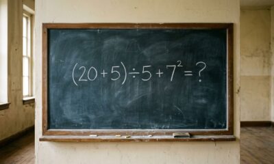 Quem lembra da matemática da escola consegue resolver (20 + 5) ÷ 5 + 7² em poucos segundos