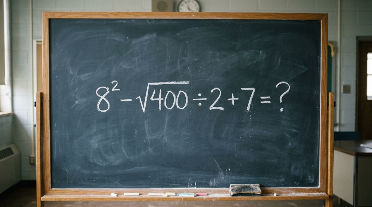 Parece simples, mas exige atenção: 8² − √400 ÷ 2 + 7 testa as regras da matemática