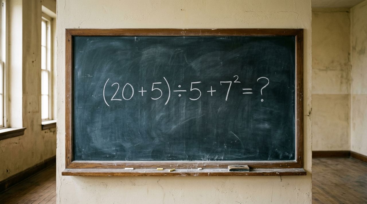 Quem lembra da matemática da escola consegue resolver (20 + 5) ÷ 5 + 7² em poucos segundos
