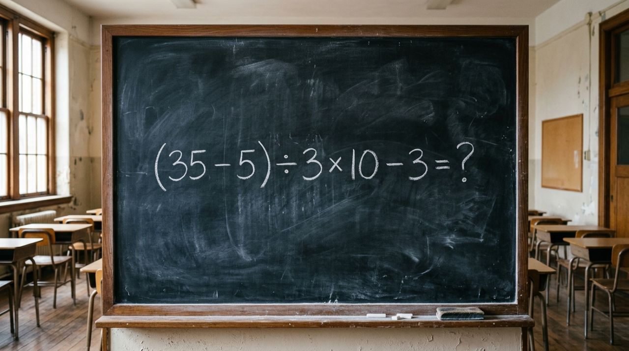 Sem calculadora, prove que ainda lembra da matemática básica: (35 – 5) ÷ 3 × 10 – 3