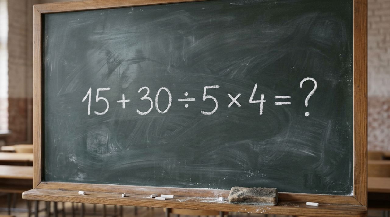 Parece uma conta de criança, mas muitos adultos erram: 15 + 30 ÷ 5 × 4
