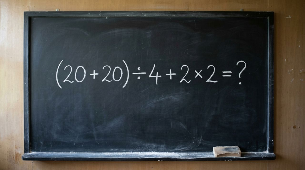 A maioria começa pela parte errada: (20 + 20) ÷ 4 + 2 × 2