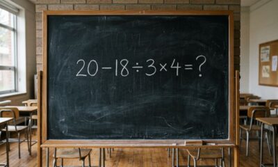 Não resolva na ordem em que está escrito: 20 − 18 ÷ 3 × 4 desafia sua memória matemática