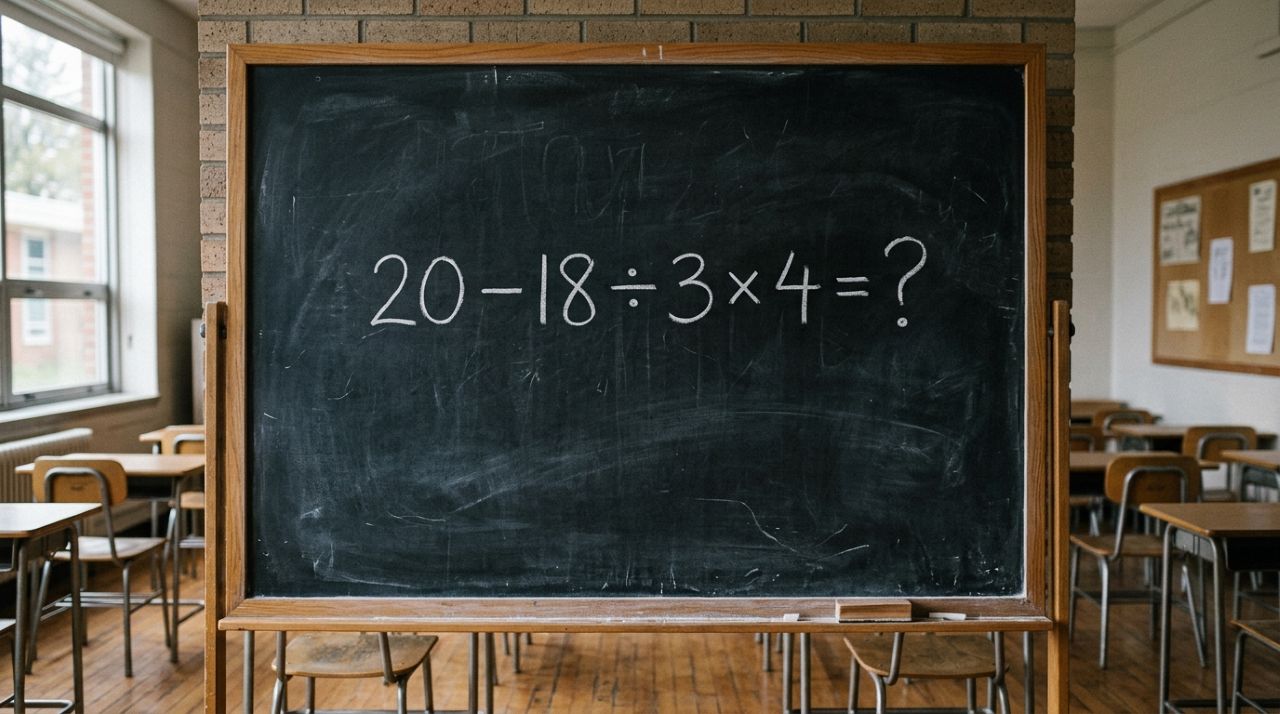 Não resolva na ordem em que está escrito: 20 − 18 ÷ 3 × 4 desafia sua memória matemática