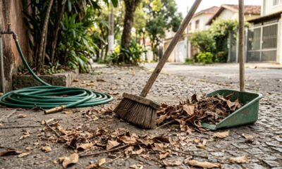 Moradora lavava a calçada com mangueira toda manhã até descobrir que o desperdício de água potável pode gerar advertência, multa ou outras medidas