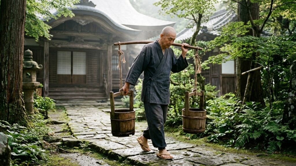 Provérbio japonês sobre a felicidade: “Antes da iluminação, corte lenha e carregue água; depois da iluminação, continue cortando lenha e carregando água” um ensinamento sobre encontrar paz nas tarefas mais simples