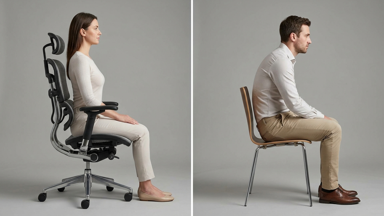 Cadeira ergonômica com laudo ou modelo de design: as diferenças posturais que mostram qual opção preserva sua coluna após 8 horas de uso