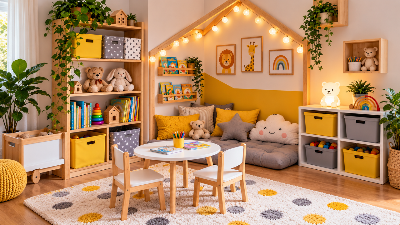 Canto esquecido da casa ganha nova vida antes do Dia das Crianças e se transforma em um espaço de brincadeiras incrível sem exigir uma grande reforma