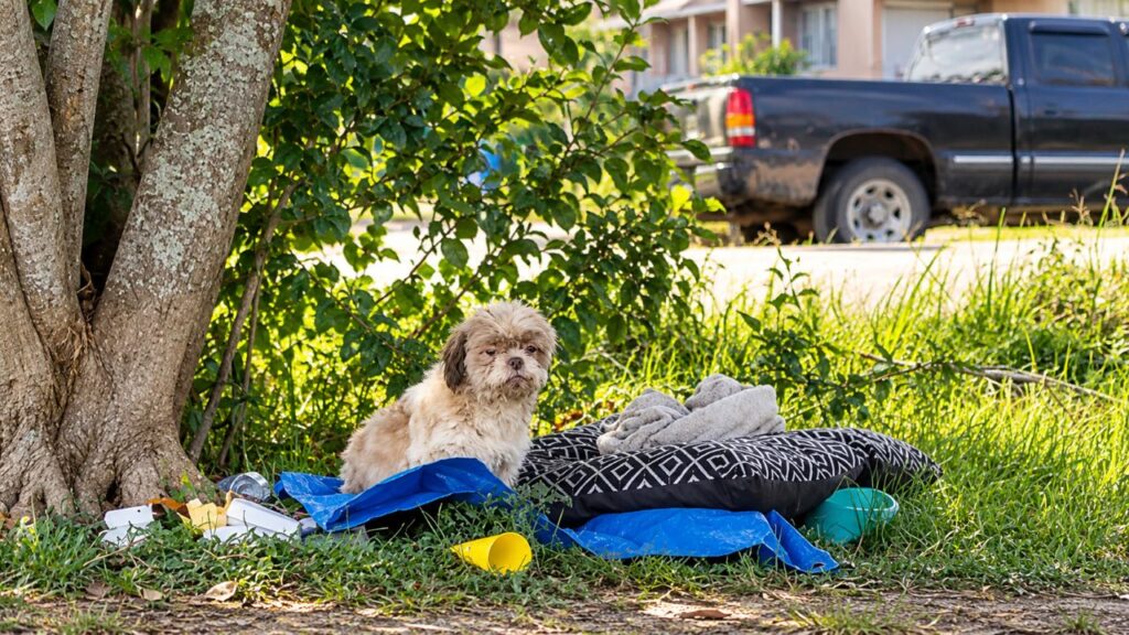 Shih-tzu é abandonado em parque com todos os seus pertences e tem reação emocionante ao perceber que finalmente está seguro