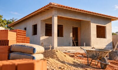 Quanto custa construir uma casa térrea compacta em 2026 em terreno próprio, com 2 quartos, sala integrada à cozinha e banheiro, incluindo materiais e mão de obra do início ao fim
