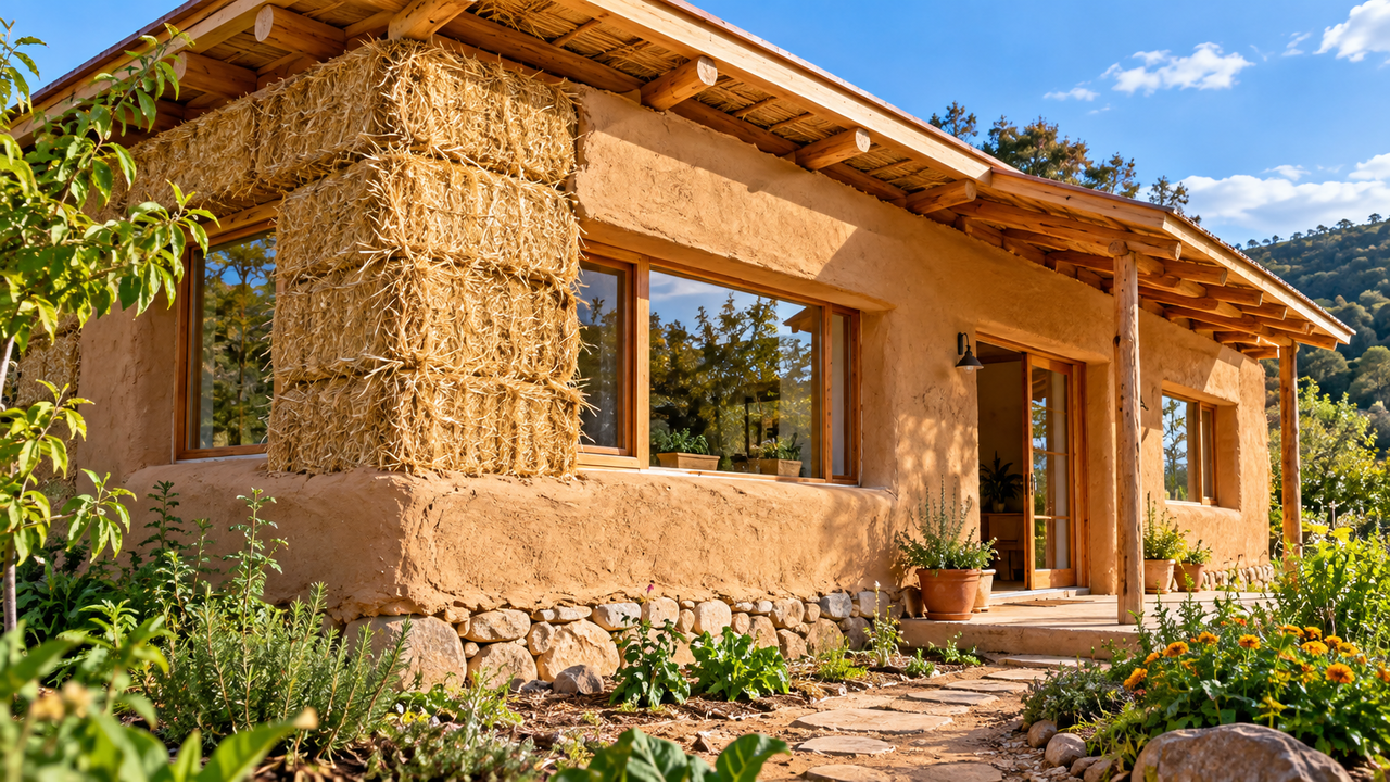 Casas feitas com fardos de palha e argila natural ganham espaço na construção: técnica substitui parte dos materiais tradicionais e pode melhorar o isolamento térmico com baixo custo e recursos naturais