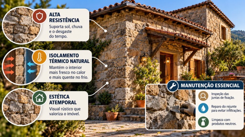 Uma casa construída com paredes de pedra atravessa décadas sem perder suas características originais, e os detalhes da técnica tradicional explicam por que essas estruturas chamam tanta atenção