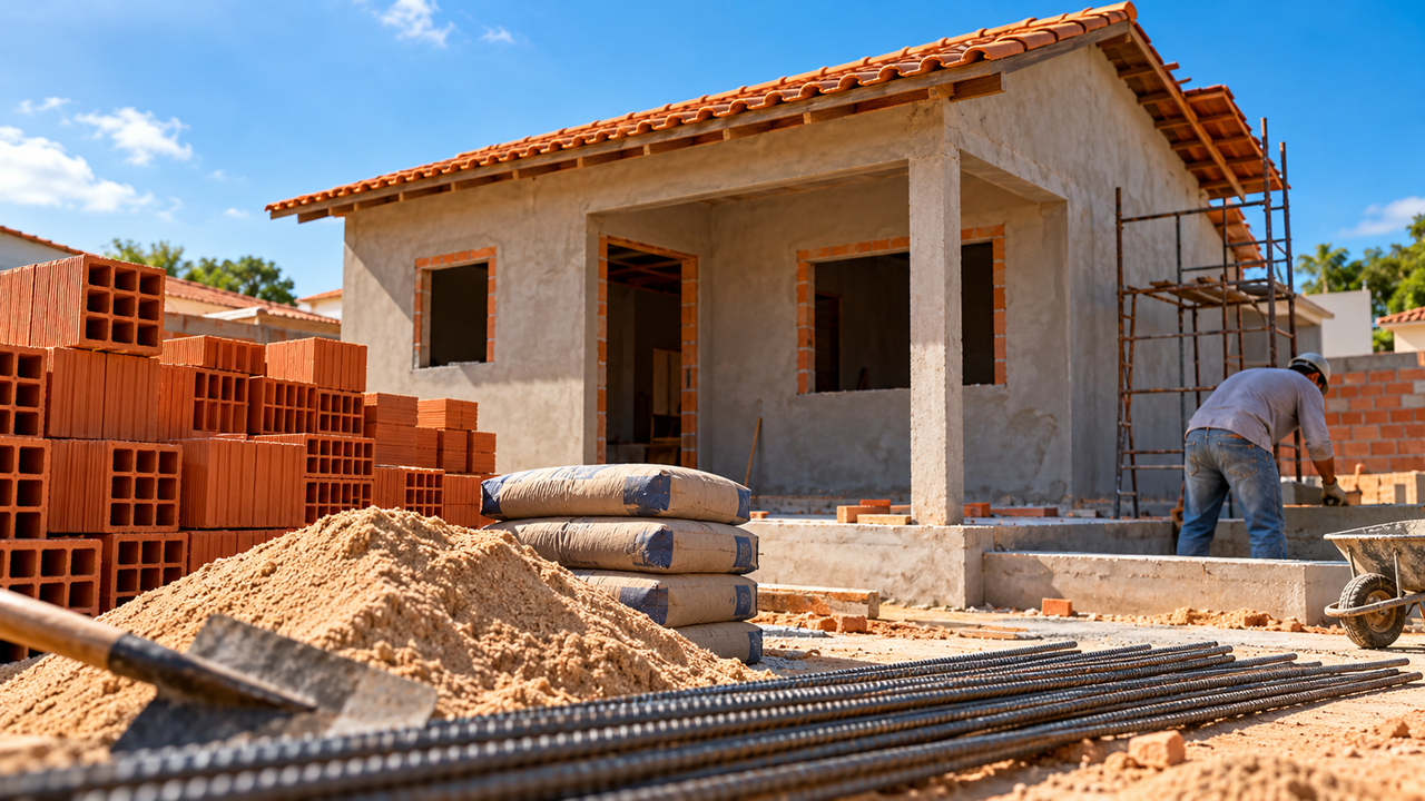 Quem quer sair do aluguel pode construir uma casa de 25 m² em terreno próprio em 2026, mas quanto custa deixá-la pronta para morar? Veja os gastos com quarto, sala, cozinha, banheiro, telhado, piso, portas, janelas e serviços de construção
