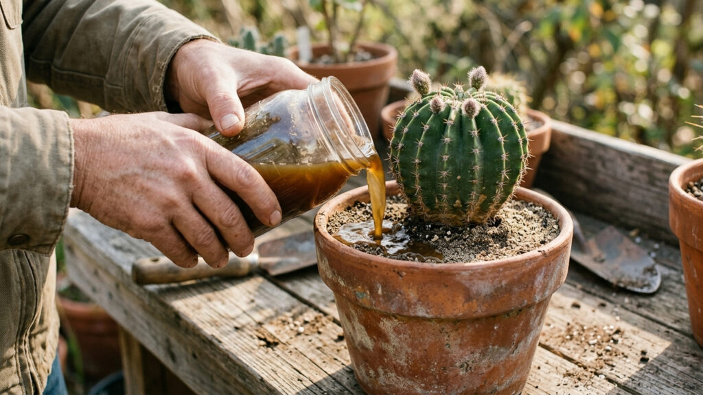 Ferver cascas de melão com cinza de churrasqueira limpa: a mistura caseira potente para acelerar a floração de cactos em vasos